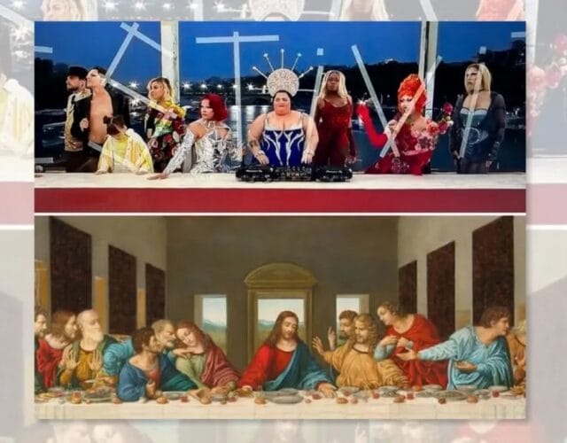 its unclear whether this scene intentionally parodied the last supper